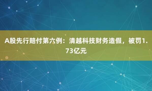 A股先行赔付第六例：清越科技财务造假，被罚1.73亿元