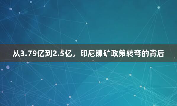 从3.79亿到2.5亿，印尼镍矿政策转弯的背后