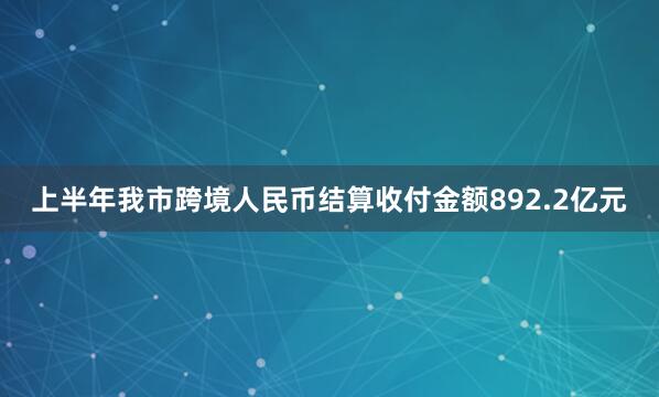 上半年我市跨境人民币结算收付金额892.2亿元