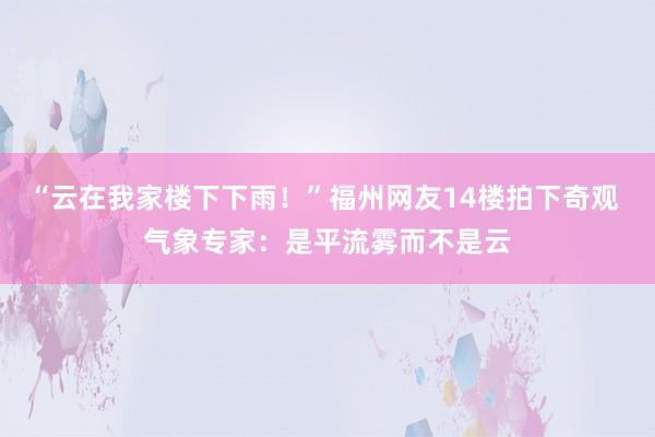 “云在我家楼下下雨！”福州网友14楼拍下奇观 气象专家：是平流雾而不是云