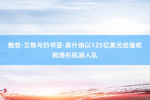 鲍勃·艾格与约书亚·库什纳以125亿美元估值收购洛杉矶湖人队