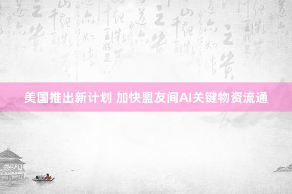 美国推出新计划 加快盟友间AI关键物资流通