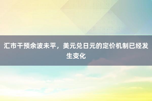 汇市干预余波未平，美元兑日元的定价机制已经发生变化
