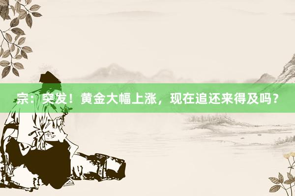 宗：突发！黄金大幅上涨，现在追还来得及吗？