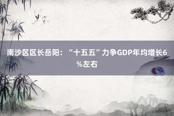 南沙区区长岳阳：“十五五”力争GDP年均增长6%左右