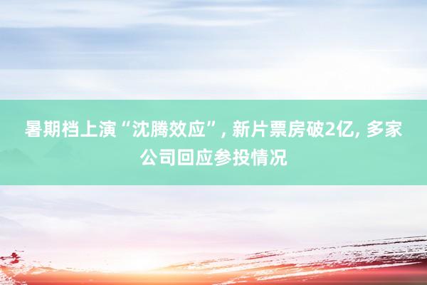 暑期档上演“沈腾效应”, 新片票房破2亿, 多家公司回应参投情况