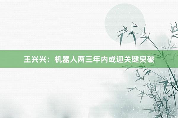 王兴兴：机器人两三年内或迎关键突破
