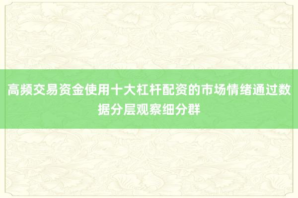 高频交易资金使用十大杠杆配资的市场情绪通过数据分层观察细分群