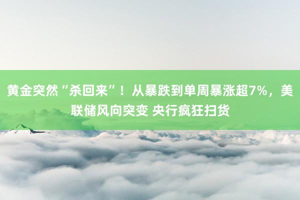 黄金突然“杀回来”！从暴跌到单周暴涨超7%，美联储风向突变 央行疯狂扫货