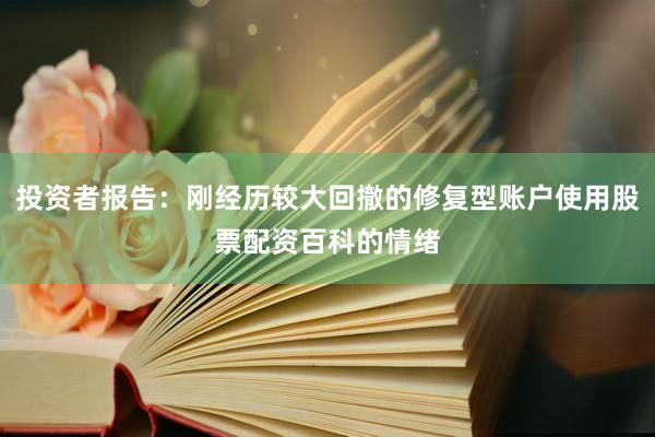 投资者报告：刚经历较大回撤的修复型账户使用股票配资百科的情绪