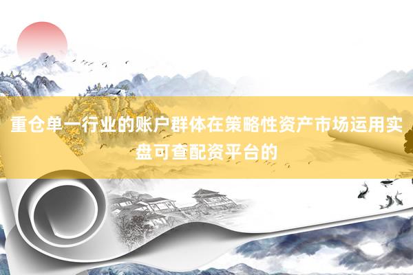 重仓单一行业的账户群体在策略性资产市场运用实盘可查配资平台的