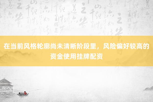 在当前风格轮廓尚未清晰阶段里，风险偏好较高的资金使用挂牌配资