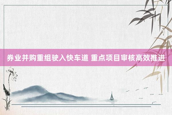 券业并购重组驶入快车道 重点项目审核高效推进