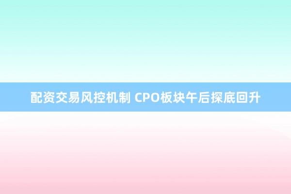 配资交易风控机制 CPO板块午后探底回升