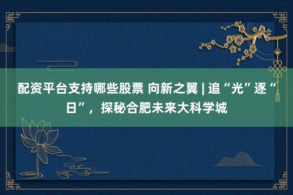 配资平台支持哪些股票 向新之翼 | 追“光”逐“日”，探秘合肥未来大科学城