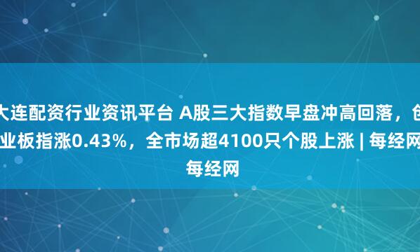 大连配资行业资讯平台 A股三大指数早盘冲高回落，创业板指涨0.43%，全市场超4100只个股上涨 | 每经网