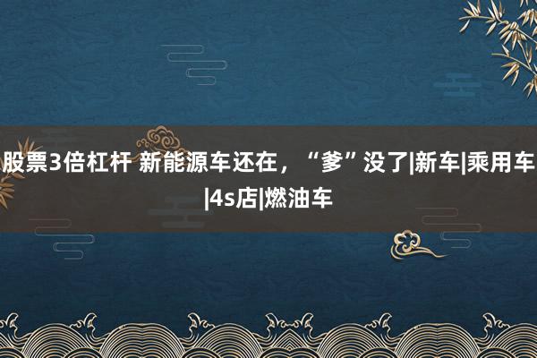 股票3倍杠杆 新能源车还在，“爹”没了|新车|乘用车|4s店|燃油车