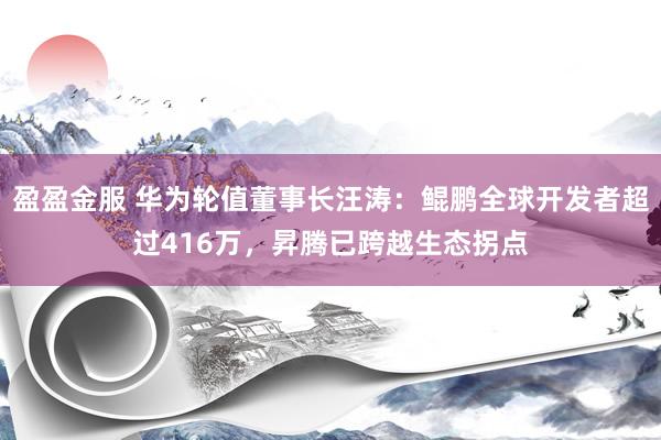 盈盈金服 华为轮值董事长汪涛：鲲鹏全球开发者超过416万，昇腾已跨越生态拐点