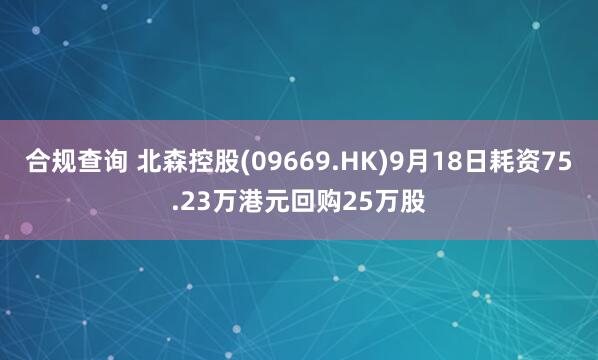 合规查询 北森控股(09669.HK)9月18日耗资75.23万港元回购25万股