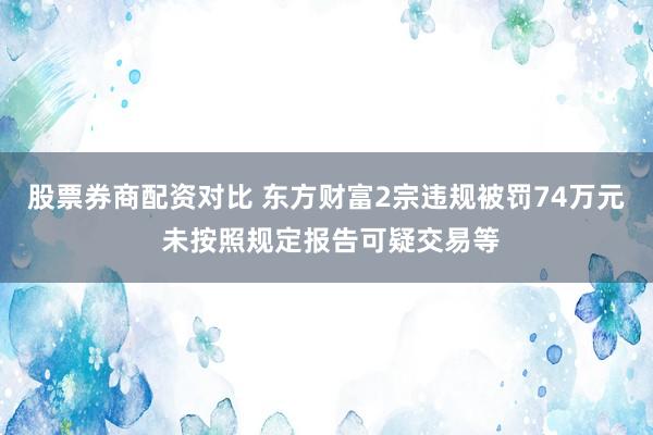 股票券商配资对比 东方财富2宗违规被罚74万元 未按照规定报告可疑交易等