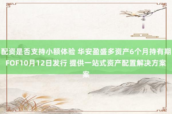配资是否支持小额体验 华安盈盛多资产6个月持有期FOF10月12日发行 提供一站式资产配置解决方案