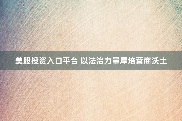 美股投资入口平台 以法治力量厚培营商沃土
